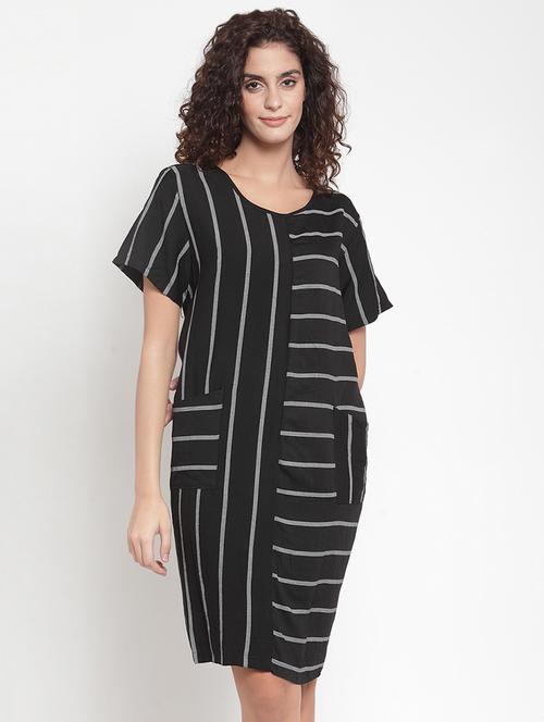 pocket patch striped a-line dress - 16685149 - Very Small Image - 1