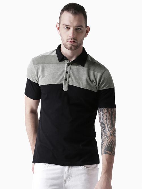 black color block t-shirt - 16700910 - Very Small Image - 1