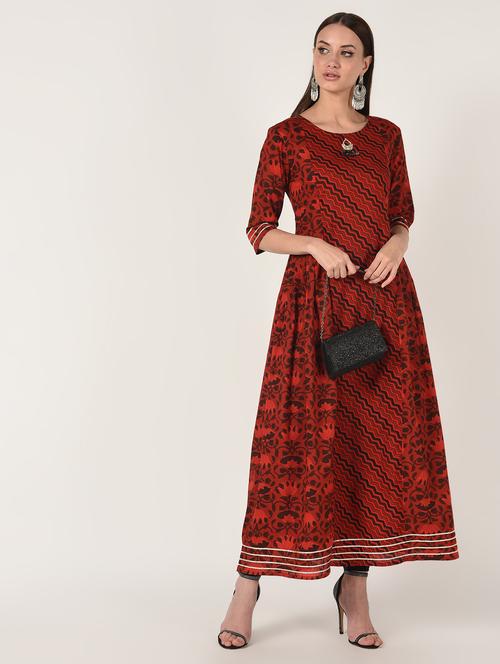 printed flared kurta - 16708018 - Very Small Image - 1