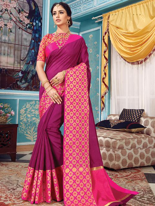 bordered woven saree - 16736376 - Very Small Image - 1