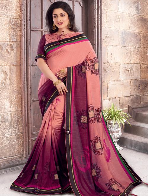 ombre printed woven saree - 16736620 - Very Small Image - 1