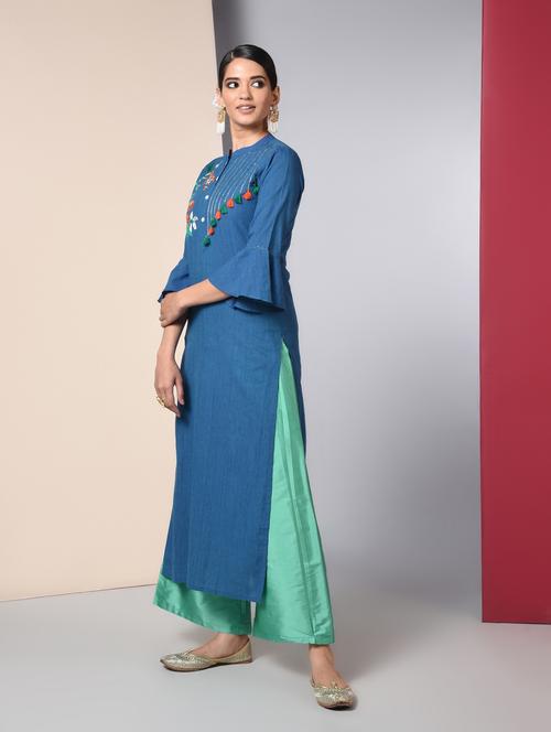 embroidered straight kurta - 16745604 - Very Small Image - 1