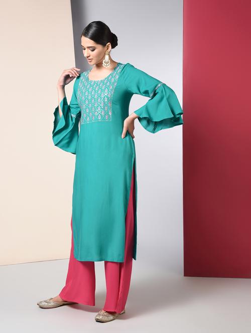 embroidered straight kurta - 16745646 - Very Small Image - 1