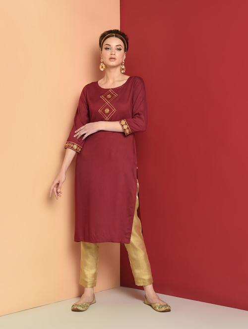 embroidered straight kurta - 16774864 - Very Small Image - 1
