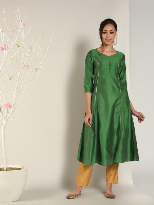 solid a-line kurta - 16797526 - Very Small Image - 1
