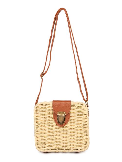 beige leatherette (pu) sling bag - 16831543 - Very Small Image - 1