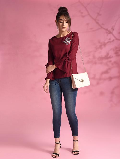bell sleeves embroidered top - 16833579 - Very Small Image - 1