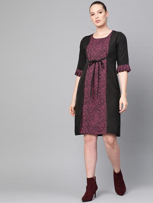 color block tie front a-line dress - 16844318 - Very Small Image - 1