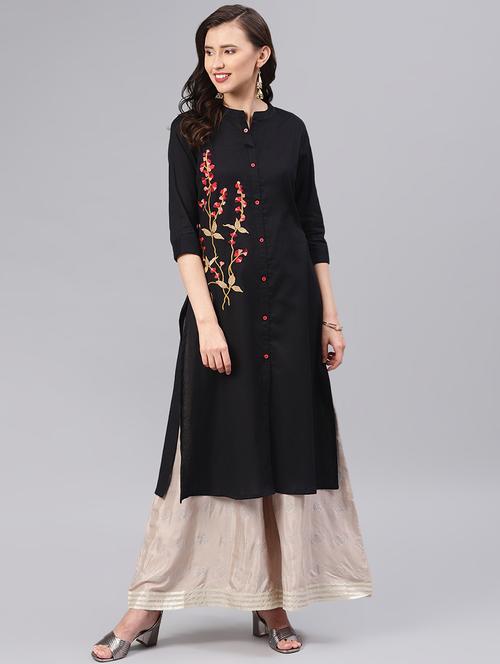 embroidered straight kurta - 16846338 - Very Small Image - 1