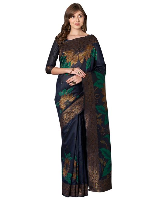 floral kanjivaram saree with blouse - 16907021 - Very Small Image - 1