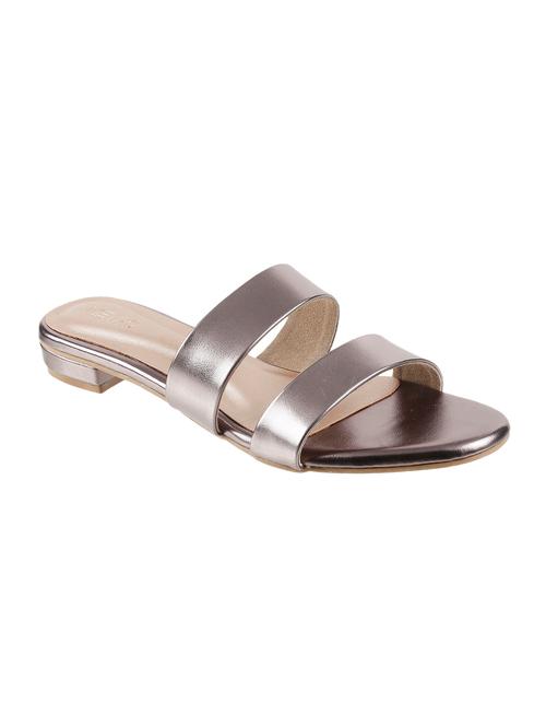 metallic leatherette slip on sandals - 16911798 - Very Small Image - 1