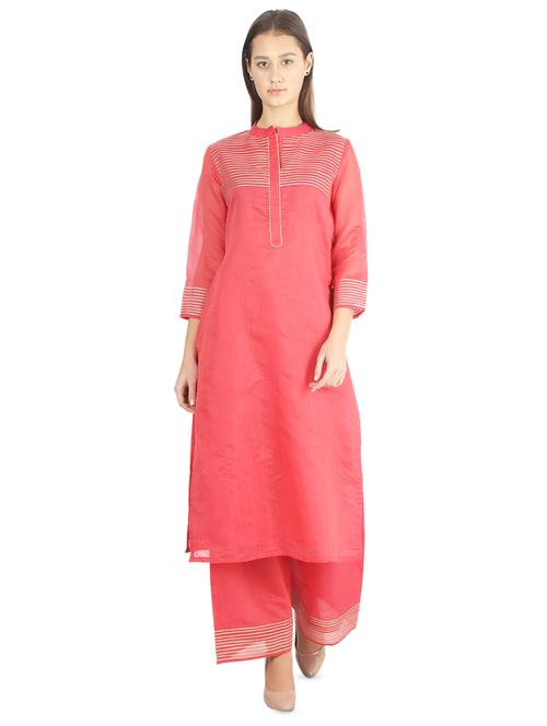 solid kurta palazzo set - 16919681 - Very Small Image - 1