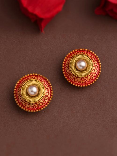 red brass studs earring - 16934053 - Very Small Image - 1