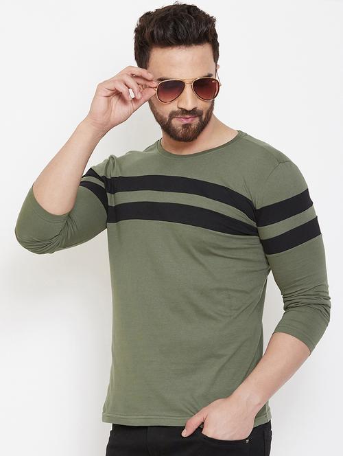 olive green striped t-shirt - 16952433 - Very Small Image - 1