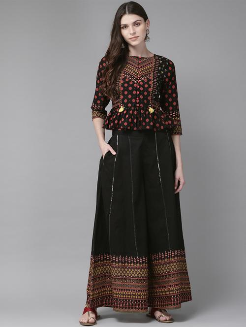 printed top and palazzo fusion set - 16953122 - Very Small Image - 1