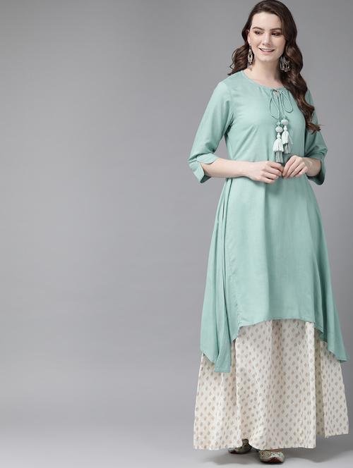 solid asymmetric kurta - 16953128 - Very Small Image - 1