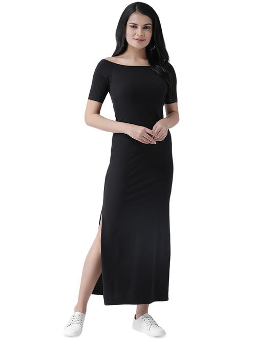 boat neck side slit maxi dress - 16960437 - Very Small Image - 1
