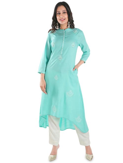 embroidered high-low kurta - 16979593 - Very Small Image - 1
