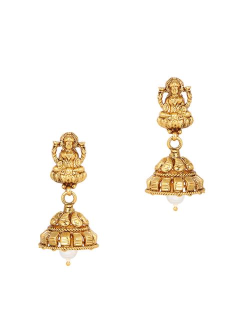 gold brass jhumka earring - 16999968 - Very Small Image - 1