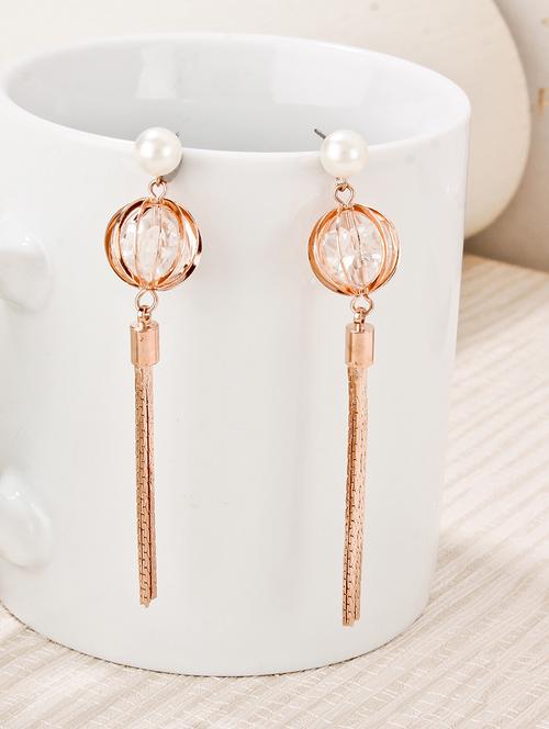 gold metal drop earring - 17001772 - Very Small Image - 1