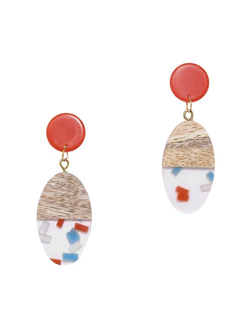 multi colored wood drop earring - 17011446 - Very Small Image - 1