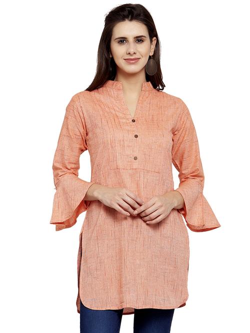 solid bell sleeves straight kurti - 17035118 - Very Small Image - 1