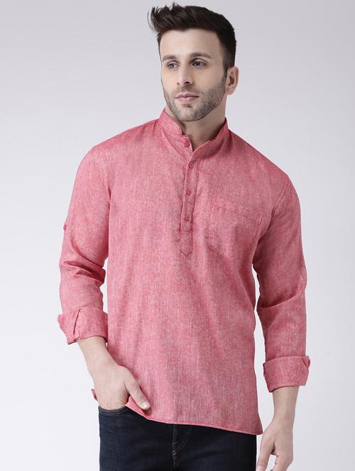 pink solid short kurta - 17063785 - Very Small Image - 1