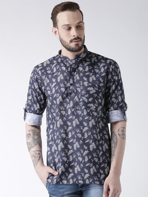 blue cotton short kurta - 17078088 - Very Small Image - 1