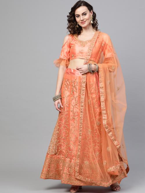 embroidered flared lehenga - 17084739 - Very Small Image - 1