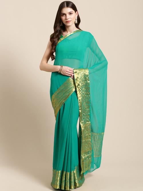 solid woven saree - 17089611 - Very Small Image - 1
