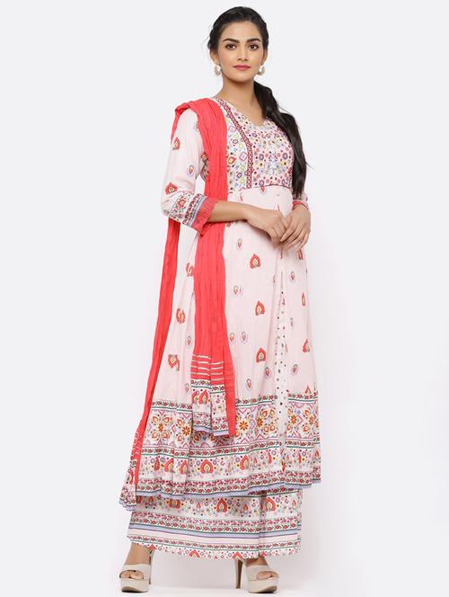 printed kurta dupatta set - 17123911 - Very Small Image - 1