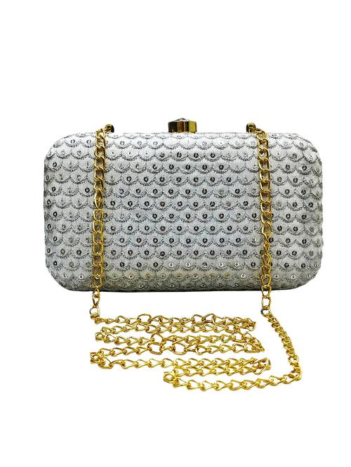 white metal box clutch - 17199487 - Very Small Image - 1