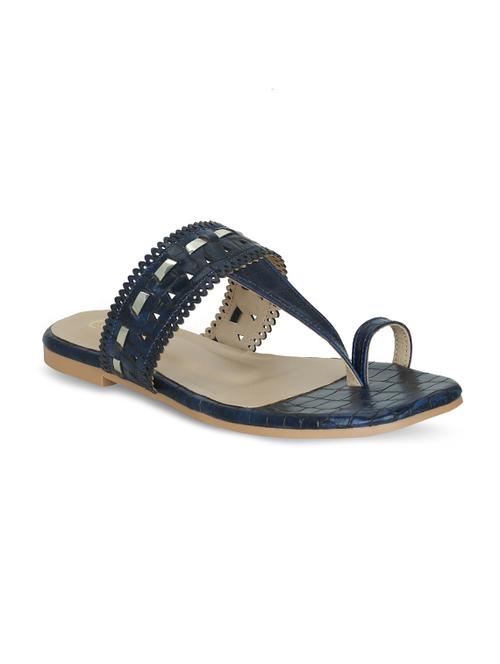 navy leatherette one toe kolhapuris - 17251868 - Very Small Image - 1