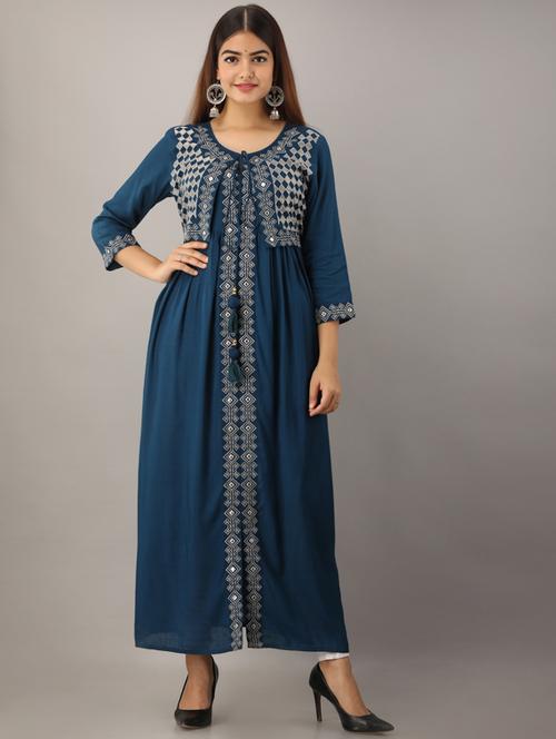 embroidered a-line kurta - 17280785 - Very Small Image - 1