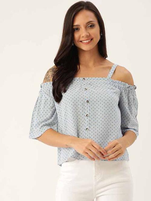 cold shoulder polka dot top - 17281287 - Very Small Image - 1