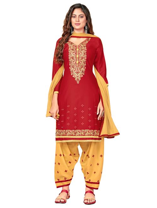 embroidered semi-stitched salwar suit - 17292613 - Very Small Image - 1
