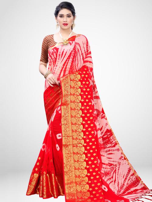 bandhani printed saree with blouse - 17293989 - Very Small Image - 1