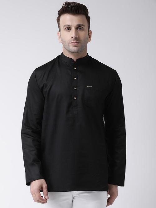 black solid short kurta - 17343756 - Very Small Image - 1