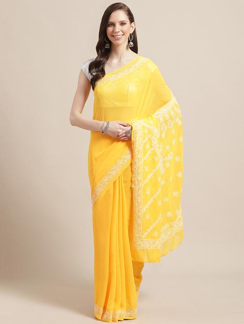 women's embroidered saree with blouse - 17395658 - Very Small Image - 1