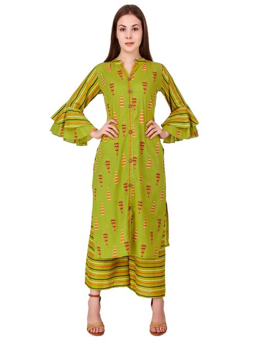 printed kurta palazzo set - 17401496 - Very Small Image - 1