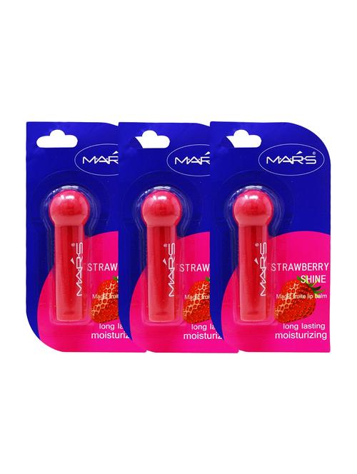 pack of 3 mars strawberry shine lip balm (mk033-2), 4.5g, - 17418267 - Very Small Image - 1