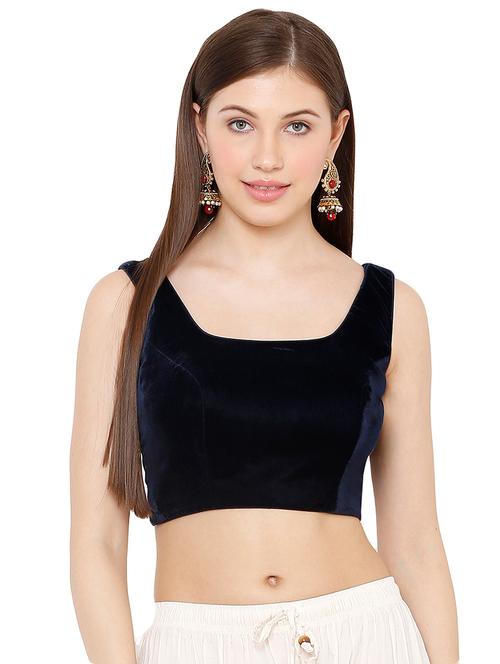 navy blue solid blouse - 17423753 - Very Small Image - 1