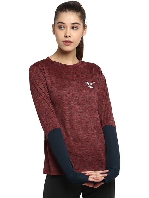round neck melange sports top - 17436870 - Very Small Image - 1