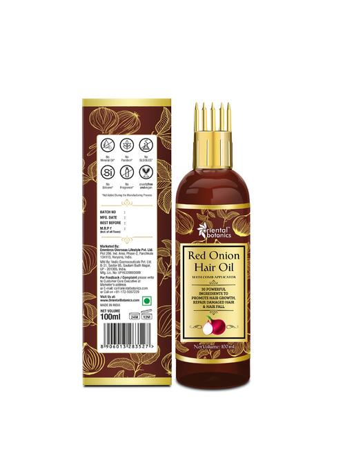 oriental botanics red onion hair oil with comb applicator 100ml - with 30 oils & extracts f to control hair fall - 17508548 - Very Small Image - 1