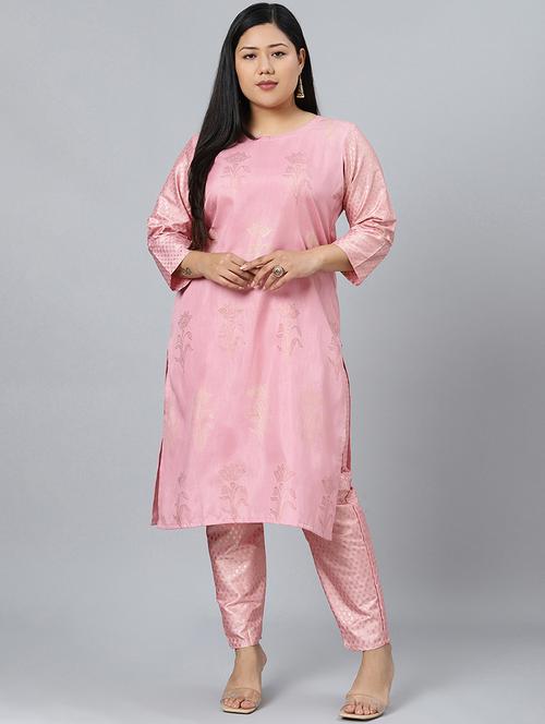 pink art silk kurta pant set - 17594653 - Very Small Image - 1