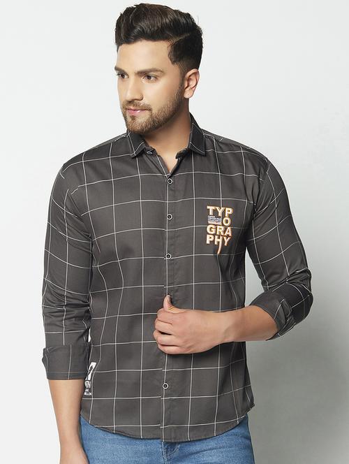 grey checkered casual shirt - 17602256 - Very Small Image - 1