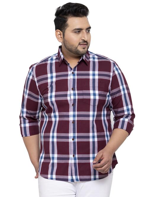 plus maroon checkered casual shirt - 17655140 - Very Small Image - 1