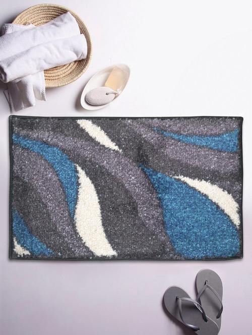 bianca soft-cotton bath mat with rubber back -1pc small (super dry) abstract-blue/grey - 17655378 - Very Small Image - 1