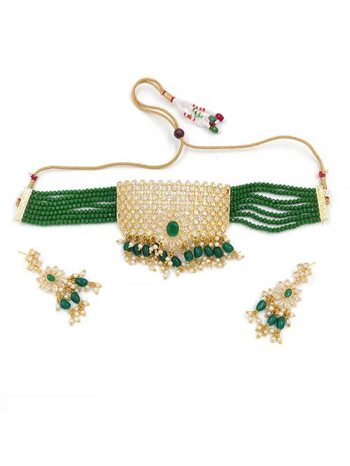 green gold plated necklaces and earring - 17707168 - Very Small Image - 1
