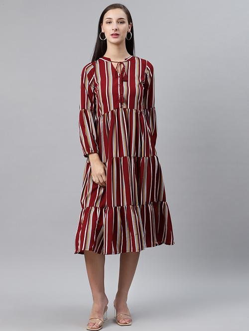women's tiered dress striped dress - 17764908 - Very Small Image - 1